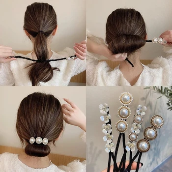 Nov Magic Biseri Figo Maker Hairbands Krof Pearl Cvet Trakovi za Lase Moda Dekleta DIY Pričeska Glavo Orodja Pribor 7526