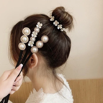 Nov Magic Biseri Figo Maker Hairbands Krof Pearl Cvet Trakovi za Lase Moda Dekleta DIY Pričeska Glavo Orodja Pribor