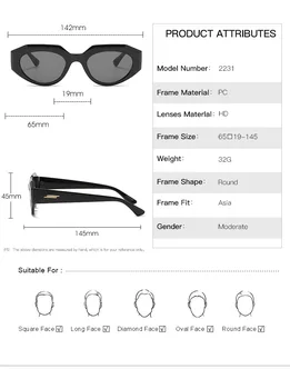 Nov slog majhen okvir modna sončna očala 2231 Evropski in Ameriški INS slog, sončna očala ženske trendovska sončna očala