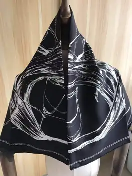 2021 nov prihod zime, pomlad classic black realno svileni šal keper ročno izdelani roll 90*90 cm zaviti šal za ženske lady 7587