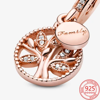 Novi modeli 925 Sterling Srebrni Obesek Romantično Bleščeče Družinsko Drevo Čar, Primerni Za Znamko Kača Zapestnica DIY, zaradi Česar