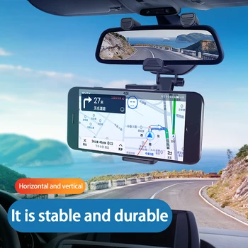 360° Avto Rearview Mirror Nastavek za Stojalo Držalo, Stojalo Za Mobilni Telefon, GPS Avto Vzvratno Ogledalo Držalo Za iPhone, Samsung Xiaomi