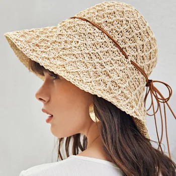 Ženske Klobuk, ki je Poleti Široko Roba Slamnati Klobuki Big Sonce Klobuki UV Zaščito Panama kekec Plaži, Dame Klobuki lok pokrivalo chapeau femmel