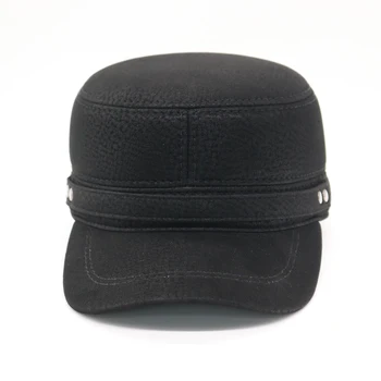Мужская военная кепка осенне-зимней регулируемой шапки из искусственной кожи с ушками спортивная шапка на открытом воздухе