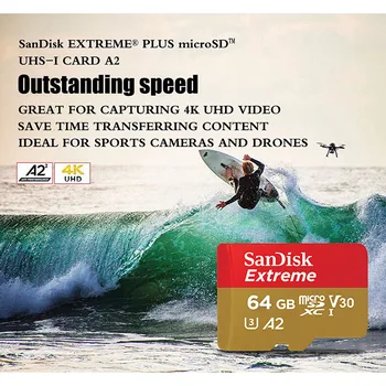 SanDisk Extreme Micro SD 32GB 64GB Flash Pomnilniško Kartico 128GB 256GB 512GB 1TB TF Kartice A2 U3 V30 microSDHC/microSDXC Za