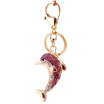 Keychain Kristalno Vdelan Dolphin Obliko Keychain za Ženske Avto Ključnih Verige Nakit Darilo Dodatki Llaveros Par Mujer Spusti Ladje