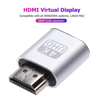 4K HDMI je združljiv DDC EDID Preizkusni Čep brez Glave Duha Zaslon Emulator Navidezni Zaslon Adapter za Bitcoin Mining(Srebrni) 77493