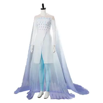 Elsa Cosplay Kostum Ahtohallan Jama Luskast Snega, Cosplay Belo Obleko Enotno Obleko Halloween Kostum