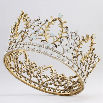 Moda Royal Queen Poroko Krono Poročne Diadem Krog Tiaras in Krone Trakovi Rojstni dan, Lase, Nakit Glavo Okraski 78016