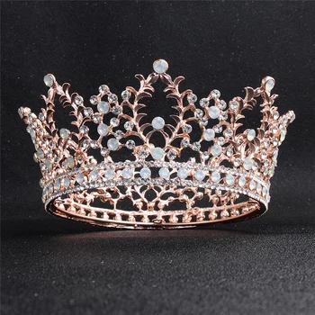 Moda Royal Queen Poroko Krono Poročne Diadem Krog Tiaras in Krone Trakovi Rojstni dan, Lase, Nakit Glavo Okraski