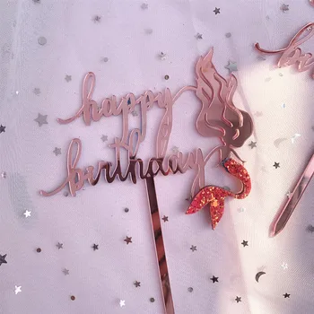 3 Barve Akril morska deklica Happy Birthday Cake Pokrivalo deklica Otroci Dekle Stranka Dobave DIY Risanka Torto Dekoracijo 7810