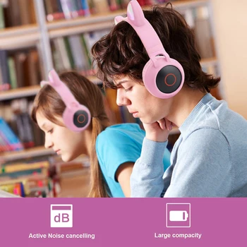 Srčkan Bluetooth 5.0 Slušalke Brezžične Hi-fi Stereo Glasbe Bas Slušalke LED Žareče Svetlobe, Slušalke, Dekle, Hči Slušalke Za PC