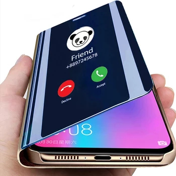 Ogledalo Flip Primeru Za Xiaomi Redmi Opomba 10 9 9 8 7 6 5 8T K20 K40 Pro 9A 9C 8A Za Moj 11 10 9T Pro POCO F1 F2 X3 NFC Primeru 7880