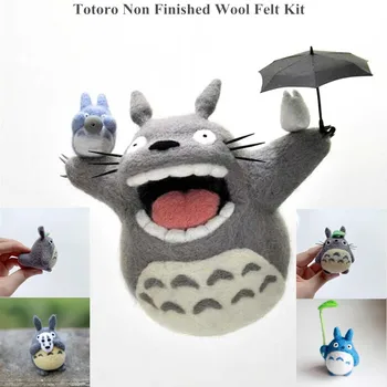 Risanka Moj Sosed Totoro Polstenja Volne Lutka Volne Klobučevine Poked Kitting DIY Paket z Iglo Ne-Končal Materialov Kit