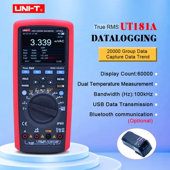 Enota UT181A True RMS Datalogging Digitalni Multimetrov DMM Kapacitivnost Temperatura Meter w/ponovnega Obračuna Li-Baterija EU Plug
