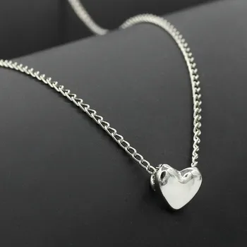 Korejski Silver Plated Srce Ogrlico Choker Elegantno Sladko Srčkan Srce Ogrlica Za Ženske, Nakit Clavicle Ogrlice & Obeski M90