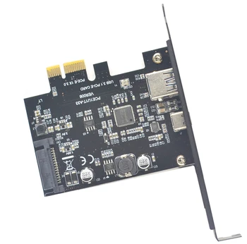SuperSpeed USB 3.1 Tip C + USB 3.0 PCI-Express Širitev Kartico Riser 15pin SATA Napajalni Priključek, PCIE X1 Adapter ASM3142 Čipov 79539