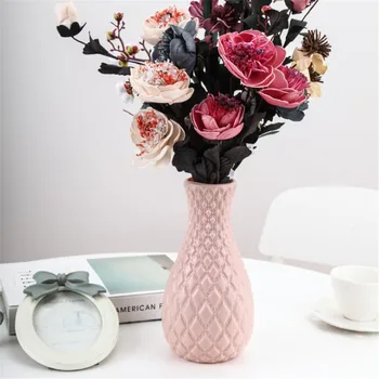 Plastični Cvet Vazo Dekoracijo Doma Bele Vaze Imitacije Keramične Vaze Cvetlični Lonček Dekoracijo Skandinavski Slog Cvet Košarico