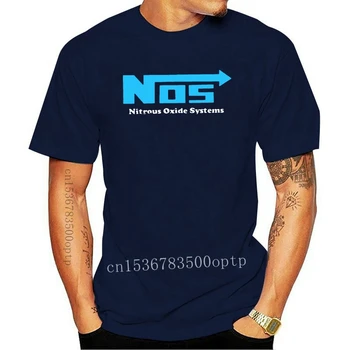 Nov NOS Nitro Oksida Sistemov modri Logotip Moška Črna Majica s kratkimi rokavi
