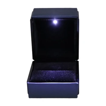 LED Osvetljeno Uhan Obroč Darilo Polje Poroko Zaročni Prstan Nakit Zaslon Imetnik N7MF