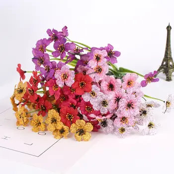 5 glav Violet Umetno Cvetje, Šopke vodnih ponaredek rastline za Dom Vrt Stranka Dekoracijo 8027
