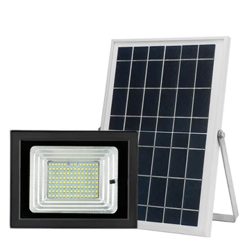 100W Nepremočljiva Prostem LED Solar Wall Svetlobe Nastavljiv timer Lučka Žaromet z Daljinskim upravljalnikom za dvorišču steno parkirišče