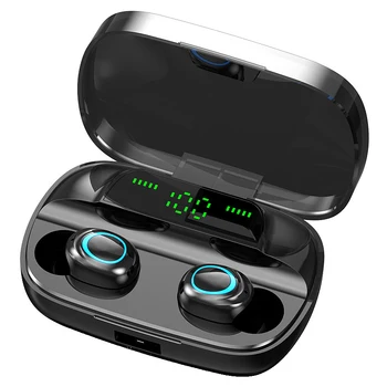 S11-TWS Bluetooth Slušalke 5.0 Wireless Dual V-Ušesni Digitalni Prikaz Stereo Šport IPX7 Vodotesne Slušalke 3500 MAh Baterija 8155