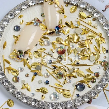 1 Kozarec zlata, srebrna bar kovinski 3d nail art okraski kaviar kroglice okrasnih plemenitih kovin strass nohti pribor za manikuro orodje