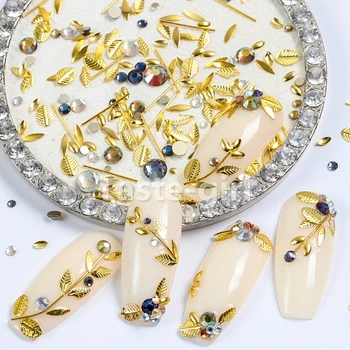 1 Kozarec zlata, srebrna bar kovinski 3d nail art okraski kaviar kroglice okrasnih plemenitih kovin strass nohti pribor za manikuro orodje