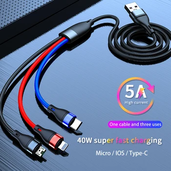 Melonboy 3 v 1, USB Kabel Tip C Kabel za Samsung S20 Xiaomi Mi 9 Kabel za iPhone 12 X 11 Pro Huawei Polnilnik, Mikro USB Kabel