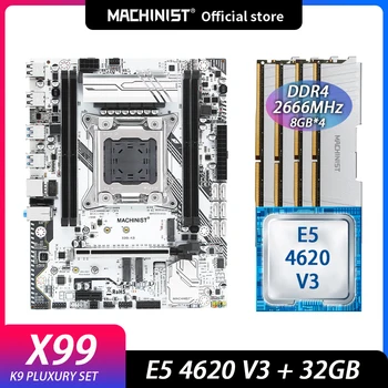 Strojnik x99 matične plošče, Set Komplet LGA 2011-3 Z Intel Xeon E5 4620 V3 procesor 4Pcs*8g= 32GB 2666MHz DDR4 RAM Pomnilnika X99-K9