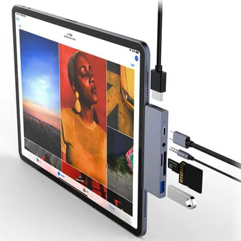Nov USB C Središče za Pro MacBook Pro/Zrak iPad USB Tip C Adapter HDMI-USB SD/TF Card Reader 3.5 mm Jack PD 2021