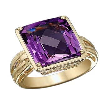 2021Creative Ametist 8K Rose Gold Plated Diamond Barva Gem Žensk obroči lepe nakit, poročni zaročni prstan Bižuterije Ženski 8369