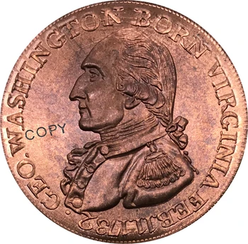 Zda 1792 Washington Rojen Virginia Centov Splošno Armad Povratne brez datuma Pek 60 Navaden Robu Rdečega Bakra Kopijo kovancev