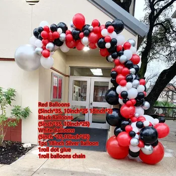 155pcs Rdečo Balon Arch Komplet Rdeče Črno Bele Balone Garland Za Poroko, Rojstni dan Mickey Temo Stranki Dom Dekoracija dodatna Oprema