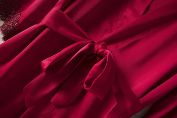 Ženske Haljo Kimono Umetno Svilo, Kopalni Plašč Plašč 5 Kos Seksi Sleepwear More Z Čipke Saten Poročne Poročno Darilo Intimno Perilo