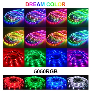 LED Trak Svetlobe WS2811 Bluetooth Cotroller Sanje Barve SMD 5050 Posamično Naslovljive Fleksibilni Trak RGB Trak 12V DC