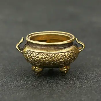 Kitajski starinsko čisto medenina vklesan kadila gorilnik Ugoden majhnimi okraski 84514