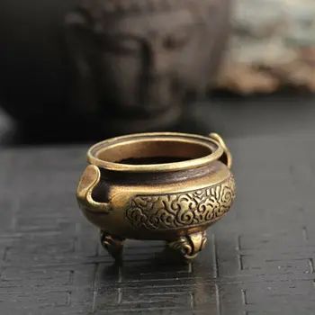 Kitajski starinsko čisto medenina vklesan kadila gorilnik Ugoden majhnimi okraski