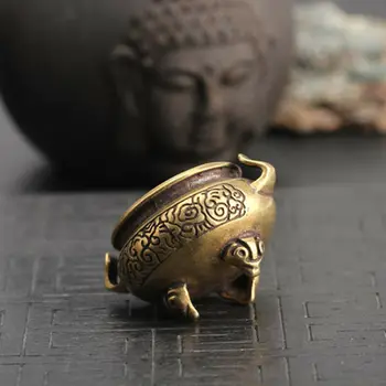 Kitajski starinsko čisto medenina vklesan kadila gorilnik Ugoden majhnimi okraski