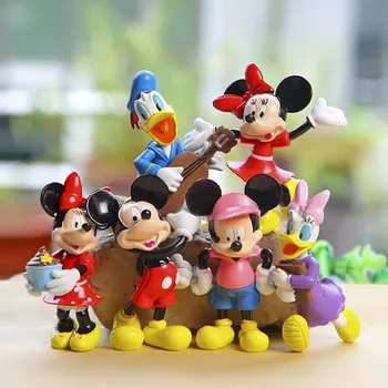 6Pcs/Lot 8 CM Mickey Mouse Klub Minnie Donald Duck Zbiralci Akcijska Figura, Igrače Božično Darilo Lutka Za Poročno Torto Dekor