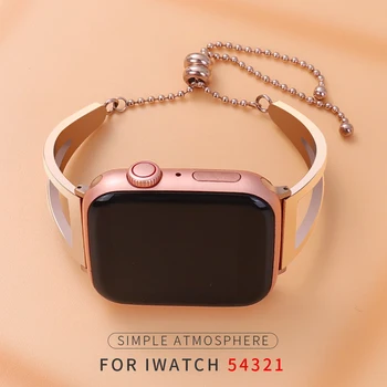 Ženske Pas za Apple Watch 38 mm 42mm 40 mm 44 mm iz Nerjavečega Jekla, Trak Moda Kovinska Zapestnica correa na iWatch Serije Mp 6 5 4 321
