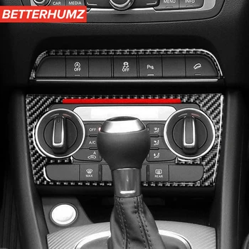 Auto dodatki Notranjost Ogljikovih Vlaken Avto nalepke Konzola CD klimatska Naprava Gumb Okvirja Pokrova Trim Za Audi Q3 obdobje 2013-2018