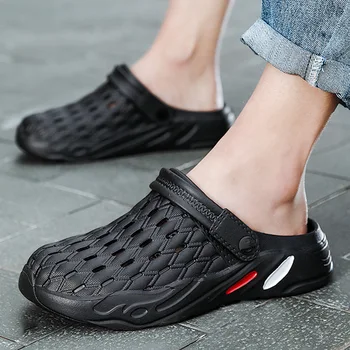 Plus Velikost 47 Moške Poletne Sandale Zunanji Strani Mreže Gleženj-Zaviti Dihanje Luknje Plaži Copate Zapatos Sandalia Plataforma
