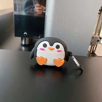 Lepe Risanke Pingvin 3D Primeru Za AirPods 1 2 Pro Polje Živali Mehka Silikonska Brezžična tehnologija Bluetooth Slušalke Zaščito Kritje Dodatki