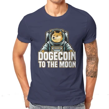 Poletje Novo Bitcoin Cryptocurrency Umetnosti Dogecoin na Luno Klasičnih Prevelik moška T-shirt Harajuku Punk Svoboden O-neck Majica