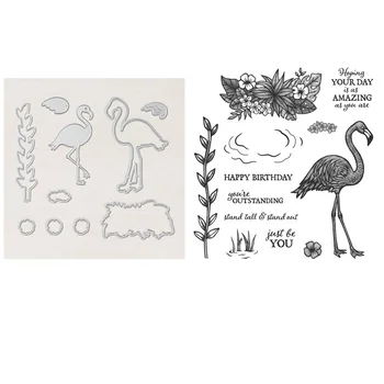Prijazno Flamingo Žig Nabor in Koordinacija Umre Cvetje in Rastline rezanje Kovin matrice Za DIY Scrapbooking Kartico 2021 NOVA