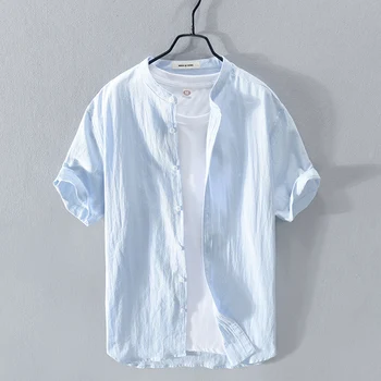 2020 Poletje perilo majica moški dihanje kratek rokav beli vrhovi srajce za človeka trdna obleka, srajca homme RC211