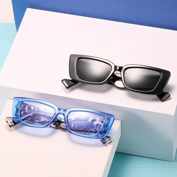 Sončna očala Ženske Pravokotnik 2021 Letnik blagovne Znamke Prosojne Barve Moški Ženski Luksuzni Mala sončna Očala Retro UV400 Očala Črna