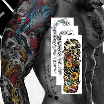 Nepremočljiva Začasni Tattoo Nalepke Totem Geometrijske Polno Roko Velikosti Rokav Tattoo Ponaredek Tatto Flash Tetovaže Za Moške, Ženske